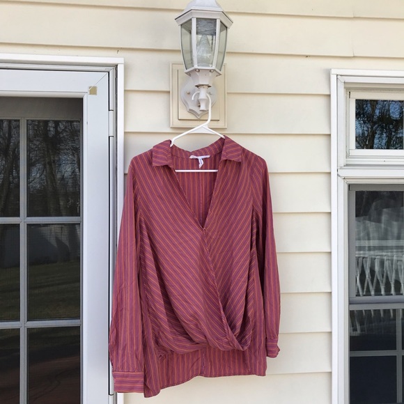 BCBGeneration deep v Striped crossover Blouse - Picture 2 of 6